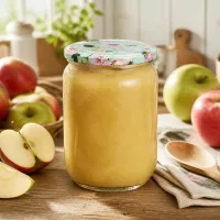 Transparentes 555ml Einmachglas UNiTWIST mit mintfarbenem Blumendeckel auf Holztisch