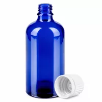Hochwertige 100ml Glasflasche blau 11mm Schraubverschluss weiss OV BlueLine UT18