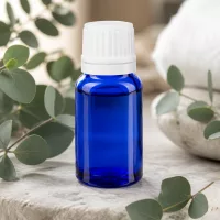 Apothekerglas blau 10ml schlanke Form mit weißem Verschluss ideal für Öle und Tinkturen