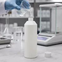 Weiße Apothekenflasche 250ml aus HDPE mit breitem Schraubverschlussgewinde offen