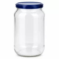1062ml Rundglas Einmachglas mit blauem BasicSeal Deckel UNiTWIST leer transparent Vorratsglas