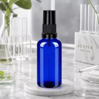 Praktische 50ml BlueLine Sprayflasche mit schwarzem STD Sprühkopf für Reise und unterwegs