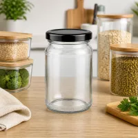 Handliches 110ml Konservierungsglas mit schwarzem Deckel ideal für Saucen und Dips UNiTWIST