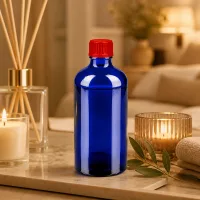 Robuste 100ml Apothekerflasche aus dickem Glas mit auslaufsicherem roten Schraubdeckel