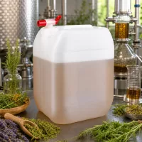 Tragbarer 10L Kanister mit seitlichem Auslaufhahn für Kräuterextrakte und Pflanzenwasser