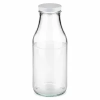 UNiTWIST Glasflasche 330ml mit BasicSeal Deckel weiß wiederverwendbar und nachhaltig