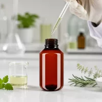 Kompakte bernsteinfarbene PET flasche 100ml mit weißem OV für naturkosmetik