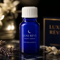 Elegante blaue 10ml Glasflasche mit weißem Kindersicherheitsverschluss für Luxus Nachtserum