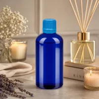 Vielseitige blaue 100ml Glasflasche mit Schraubdeckel optimal für DIY-Kosmetik und Naturprodukte