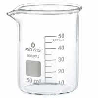UNiTWIST 50ml Becherglas Borosilikat 3.3 niedrige zylindrische Form mit Messskala