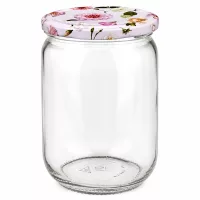 Glasbehälter 555ml mit buntem Blumen Twist-Off Deckel ideal zum Einkochen und Lagern