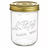 Sturzglas Familia Wiss 1020ml mit goldenem Schraubdeckel Le Parfait Einmachglas zum Konservieren