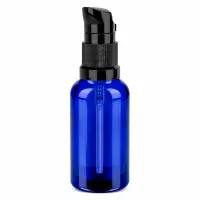 Premium Pumpspender 30ml blaue Glasflasche mit schwarzer Pumpe für flüssige Kosmetika