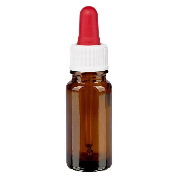 Apothekenflasche braun 10ml Pipette weiß/rot Standard