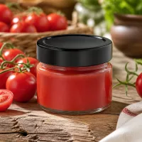 Kompaktes 130ml Rundglas UNiTWIST mit schwarzem Twist-Off-Deckel für Soßen und Chutneys