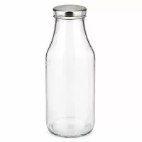 Hochwertige 330ml Glasflasche mit wiederverwendbarem silbernem BasicSeal Deckel UiTWIST