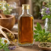 Transparente Meplat Flasche 100ml PP22 mit Alu Verschluss gold für ätherische Öle und Tinkturen