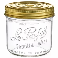 539ml Sturzglas Familia Wiss mit goldenem Schraubdeckel Le Parfait Einmachglas für Konservierung