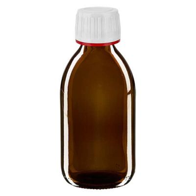 250ml Medizinflasche braun, Verschluss weiß mit Originalitätsring rot ApoGlas