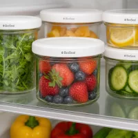 UNiTWIST Sturzgläser 125ml Kühlschrank Aufbewahrung frische Lebensmittel Obst Gemüse TO66 BioSeal Deckel Set