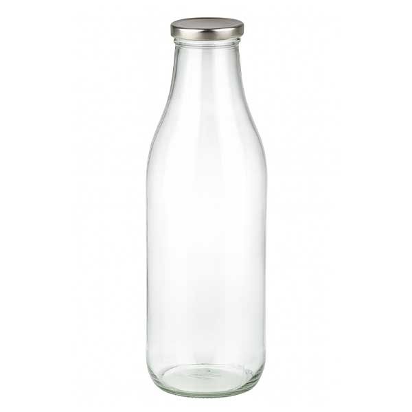 1000ml Glasflasche + BasicSeal Deckel silber UNiTWIST