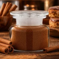 Gewürzaufbewahrung Klarglas 100ml Weithals mit gemahlenem Zimt und Zimtstangen Deko