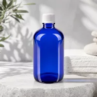 Apothekerflasche Blauglas 100ml schlankes Design weißer Verschluss Naturkosmetik