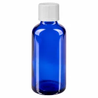 Blaue UV-Schutz Glasflasche 50ml mit weißem Kindersicherheitsverschluss für Pharmazeutika