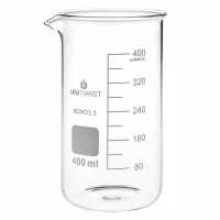 Messbecher Labor 400ml hohe Form Borosilikatglas transparent mit präziser ml Skala