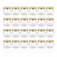 UNiTWIST 24 Mini-Gläser 120ml mit goldfarbenem Deckel für Marmelade und Honig