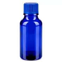 Hochwertige 20ml Glasflasche in blau mit robustem 11mm Schraubdeckel UT18/20