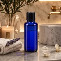 Hochwertige kobaltblaue Glasflasche 30ml mit Tropfeinsatz für ätherische Öle und Aromatherapie