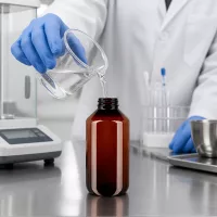 PET Rundflasche 200ml bernsteinfarben für lichtempfindliche chemische Substanzen