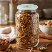 Selbstgemachtes Müsli mit Nüssen im 1062ml Rundglas mit mintgrünem Herz-Deckel für gesunde Frühstücksaufbewahrung