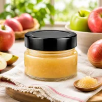 Kompaktes UNiTWIST Rundglas 80ml schwarzer Twist-Off Deckel zum Haltbarmachen von Fruchtmus