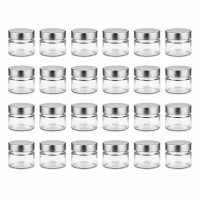 UNiTWIST 24 Stück mini Einmachgläser 80ml transparent mit silberfarbenem Schraubverschluss
