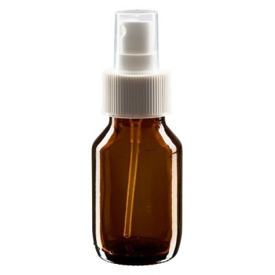 50ml Medizinflasche braun, Pumpzerstäuber weiß ApoGlas