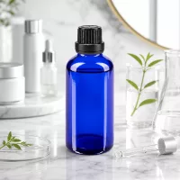 UV-Schutz Glasflasche 50ml kobaltblau mit Schraubverschluss für Seren und Naturkosmetik