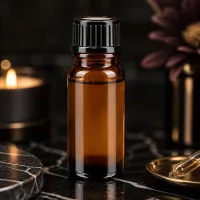 Elegante Apotheker Tropfflasche 10ml Braunglas schwarzer Deckel Spa Ambiente