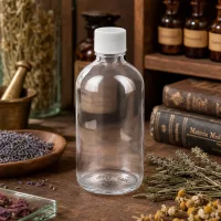 Pharmaglasflasche 100ml UT18 ClearLine mit weißem Standardverschluss für Tinkturen