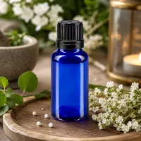 Medizinische Tropfflasche 20ml Blauglas mit 1mm Einsatz für ätherische Öle und Tinkturen