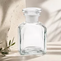 Glasflasche 150ml Vierkantform Weithals mit Stopfen für Kosmetik und Naturprodukte geeignet