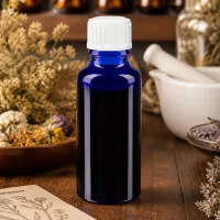Pharmazeutische Kobaltglasflasche 30ml mit weißem Standardverschluss für ätherische Öle und Tinkturen