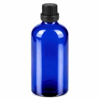 Apothekerflasche 100ml kobaltblau mit schwarzem Verschluss 2mm Tropföffnung BlueLine Serie