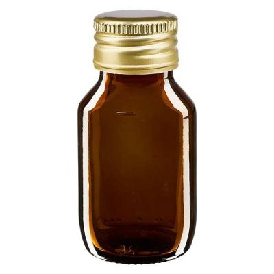 50ml Medizinflasche braun, mit Verschluss gold Aluminium ApoGlas