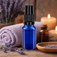 Professionelle 10ml Glassprayflasche STD BlueLine UT18/10 mit schwarzem Sprühaufsatz für Aromamischungen