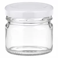 Hochwertiges Mini-Glas 33ml mit weißem Deckel geeignet für Lebensmittelaufbewahrung