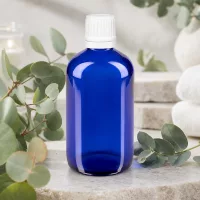 Lichtschutzflasche blau 100ml Borosilikatglas mit Schraubverschluss für Naturheilmittel und Öle