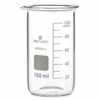 Chemieglas Becherglas 100ml hohe Form Borosilikat laborgeeignet transparent mit Skalierung UNITWIST