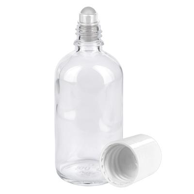 100ml Roll-On Behälter Klarglas mit weissem Deckel abseits liegend ClearLine UT18
